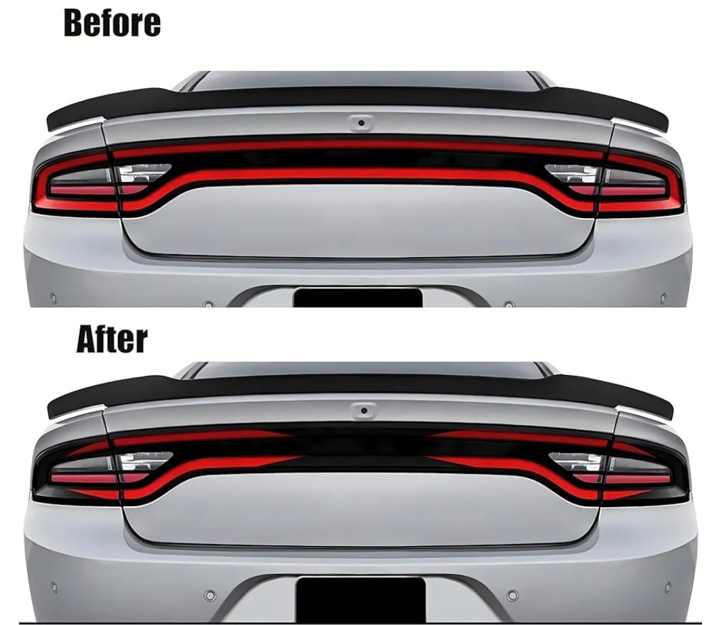 Tail Light Race Track Bat Vinyl Decal Cover Fits Dodge Charger 2015-2023 Taillight Racetrack Sticker Overlay Black Including sxt, rt, SRT, scat Pack etc