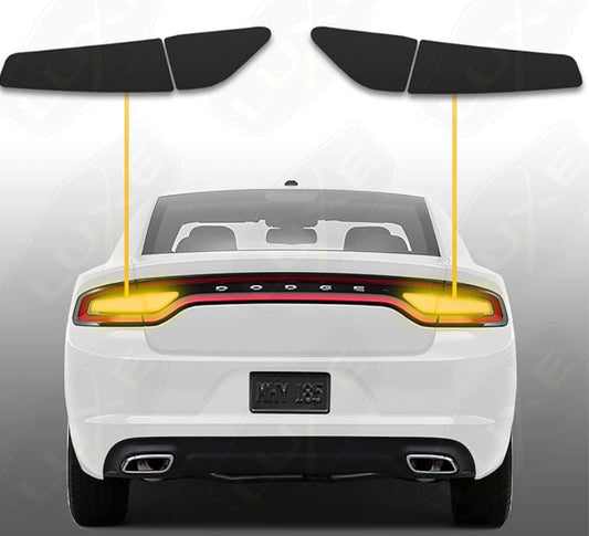 Tail Light Tint kit for 2015-2023 Dodge Charger- Dark Smoke Gloss | Exact cut overlay| Tinted Dry Application With Air Release Technology