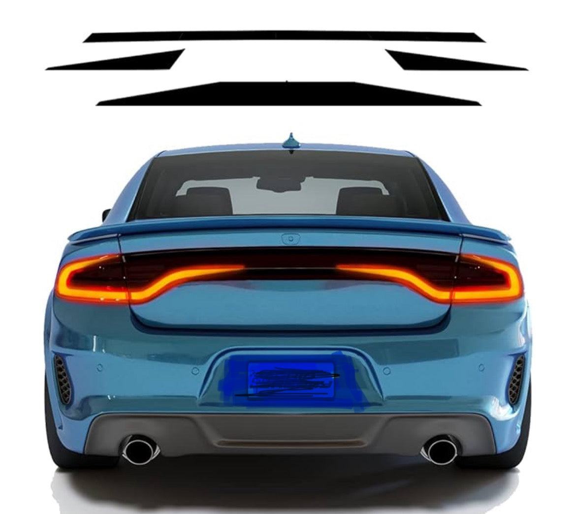 Fits Dodge Charger 2015-2023 Tail Light Race Track Bat Vinyl Decal Cover Taillight Racetrack Sticker Overlay Black Including sxt, rt, SRT, scat Pack etc